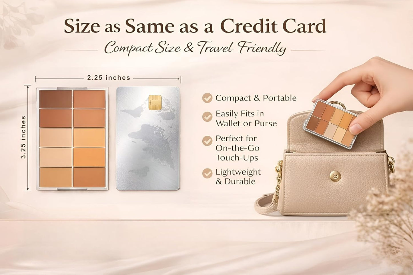 10 Color Cream Makeup Palette - Blendable Formula | Mini Credit Card Size (3.25 x 2.25 in) | Travel-Friendly & Compact