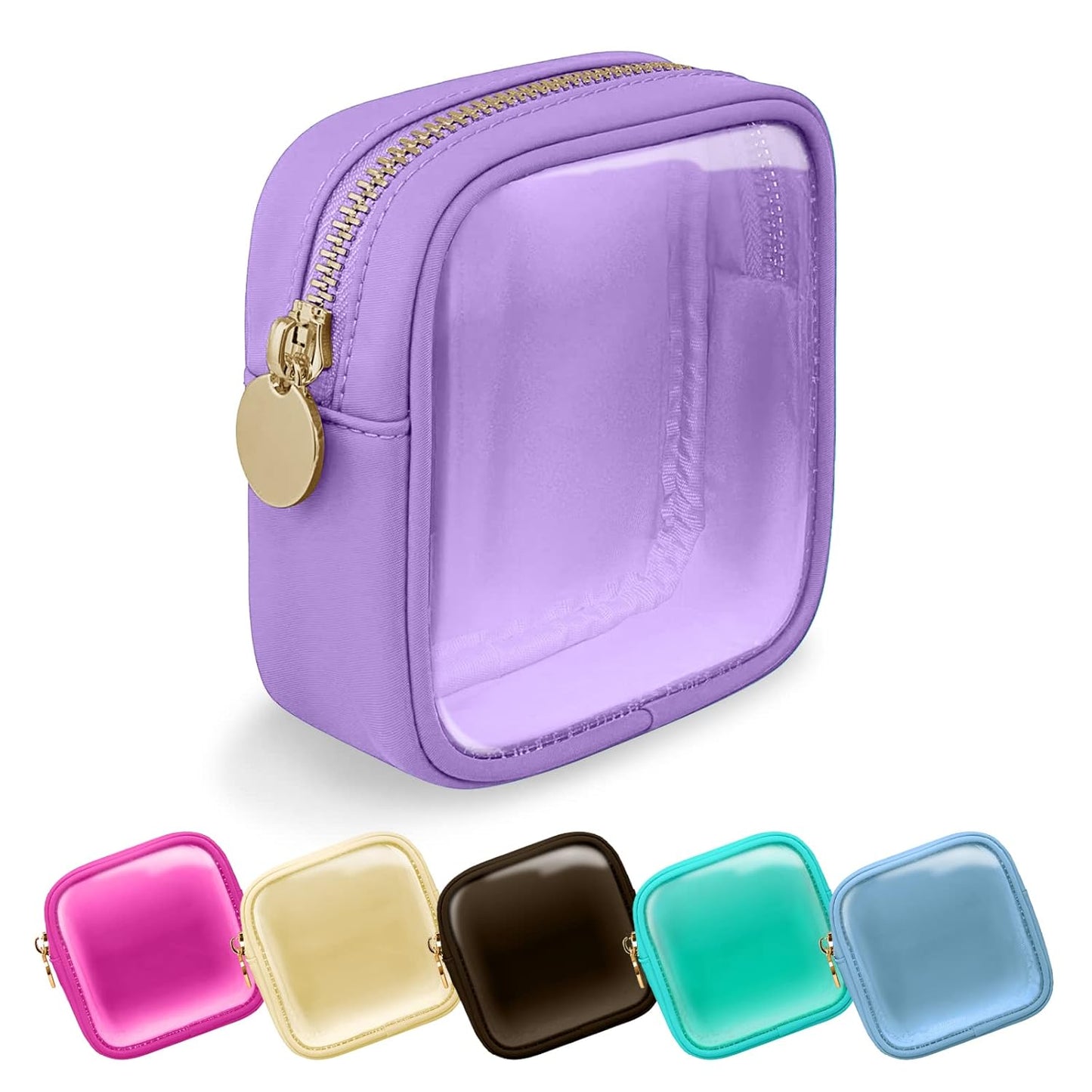 Waterproof Mini Floral Makeup Bag - Nylon Travel Pouch for Women | Cute Zipper Toiletry Organizer (Mini White-Flowers)