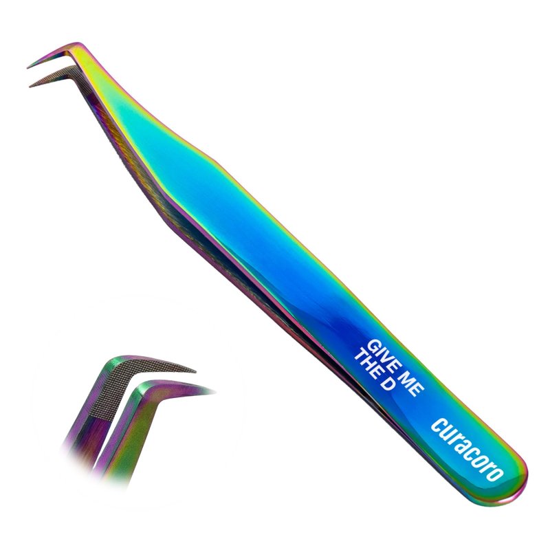 Curacoro Lash Tweezer - Professional & Precision Fiber Tip Grip Lash Tweezers for Eyelash Extensions, Multi Shapes & Purposes Tweezers for Volume, Isolation & Classic Lashes (Galaxy, Give Me the D)