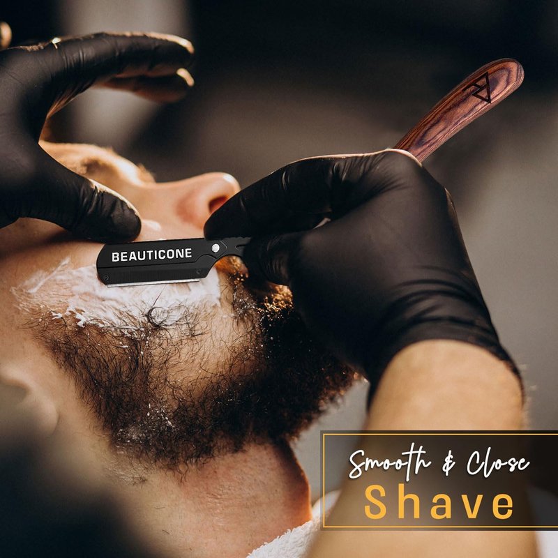 BEAUTICONE Straight Razors for Men, Straight Edge Razor, Single Edge Replacement Blades, Stainless Steel, Barber Razor for Men's Shaving, Barber Shaving Knife