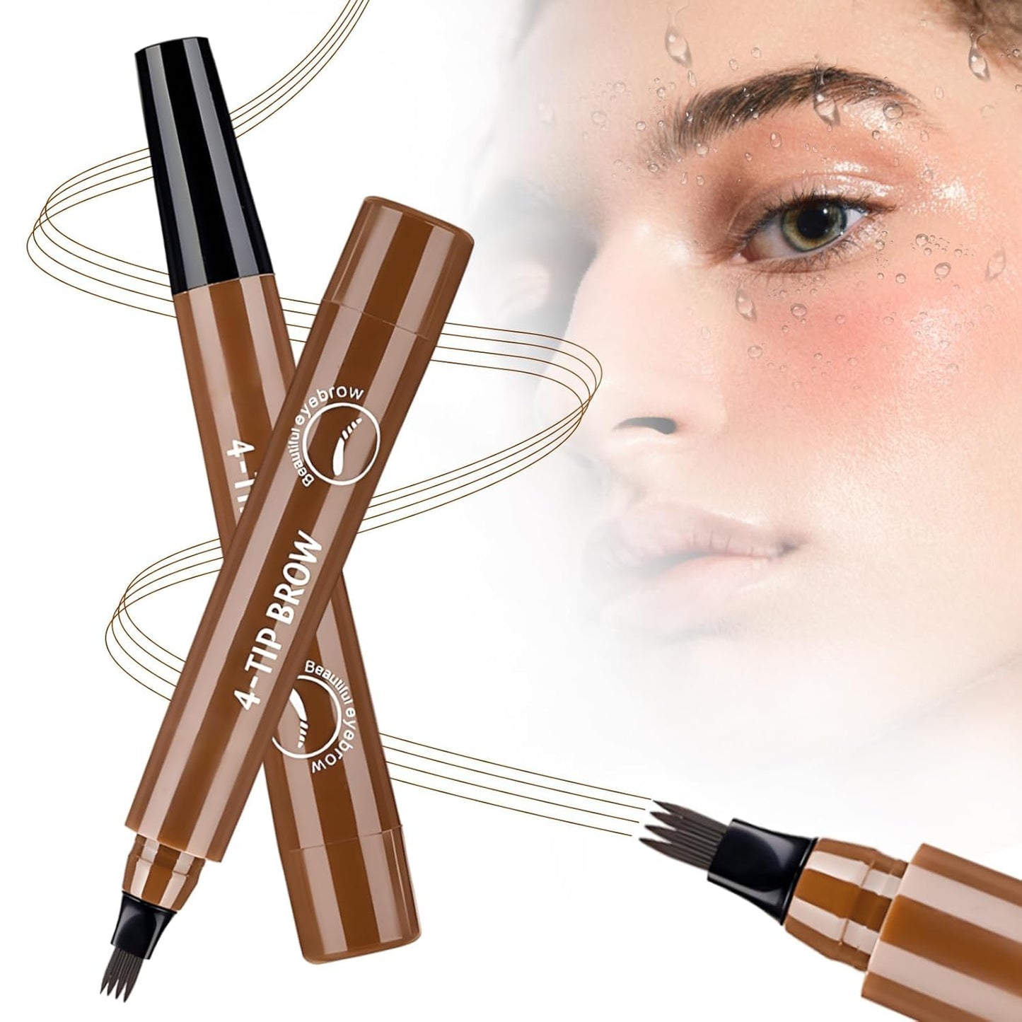 Microblading Eyebrow Pencils for Women,2025 Upgraded 3D Waterproof Eyebrow Pen,Long Lasting 4-Tip Microblading Brow Pencil, Eye Brow Pen for Natural Brows (Dark Brown)
