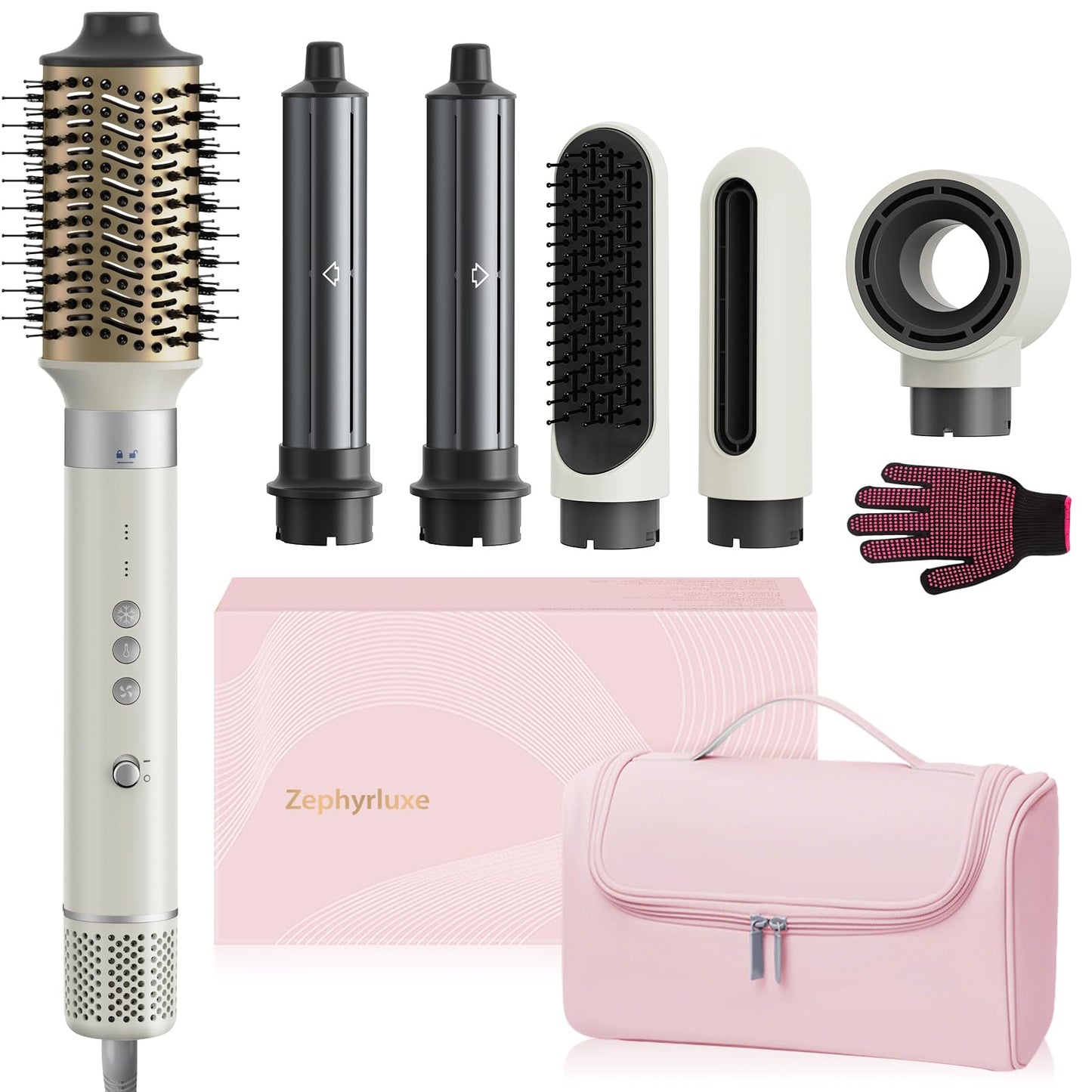 6 in 1 Hair Styler, High Speed Ionic Hair Dryer with Auto-Wrap Curlers, Blow Dryer Oval Brush & Volumizer, No Heat Damage Hot Air Styler for Fast Drying, Curling, Smoothing & Volume