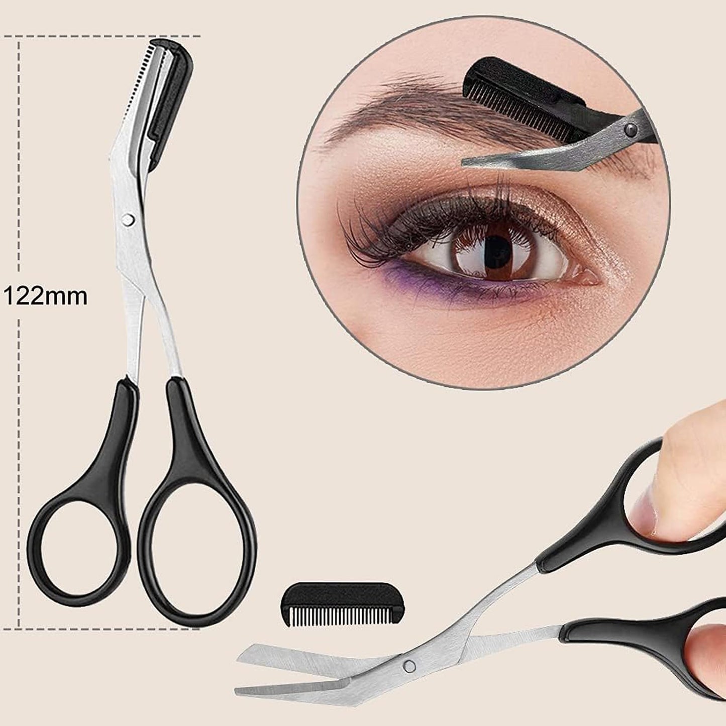 12PCS Eyebrow Trimmer Kit, Grooming Scissors, Face Razors,Eyelash Comb, Angled Brush, Brow Tweezers Set for Women