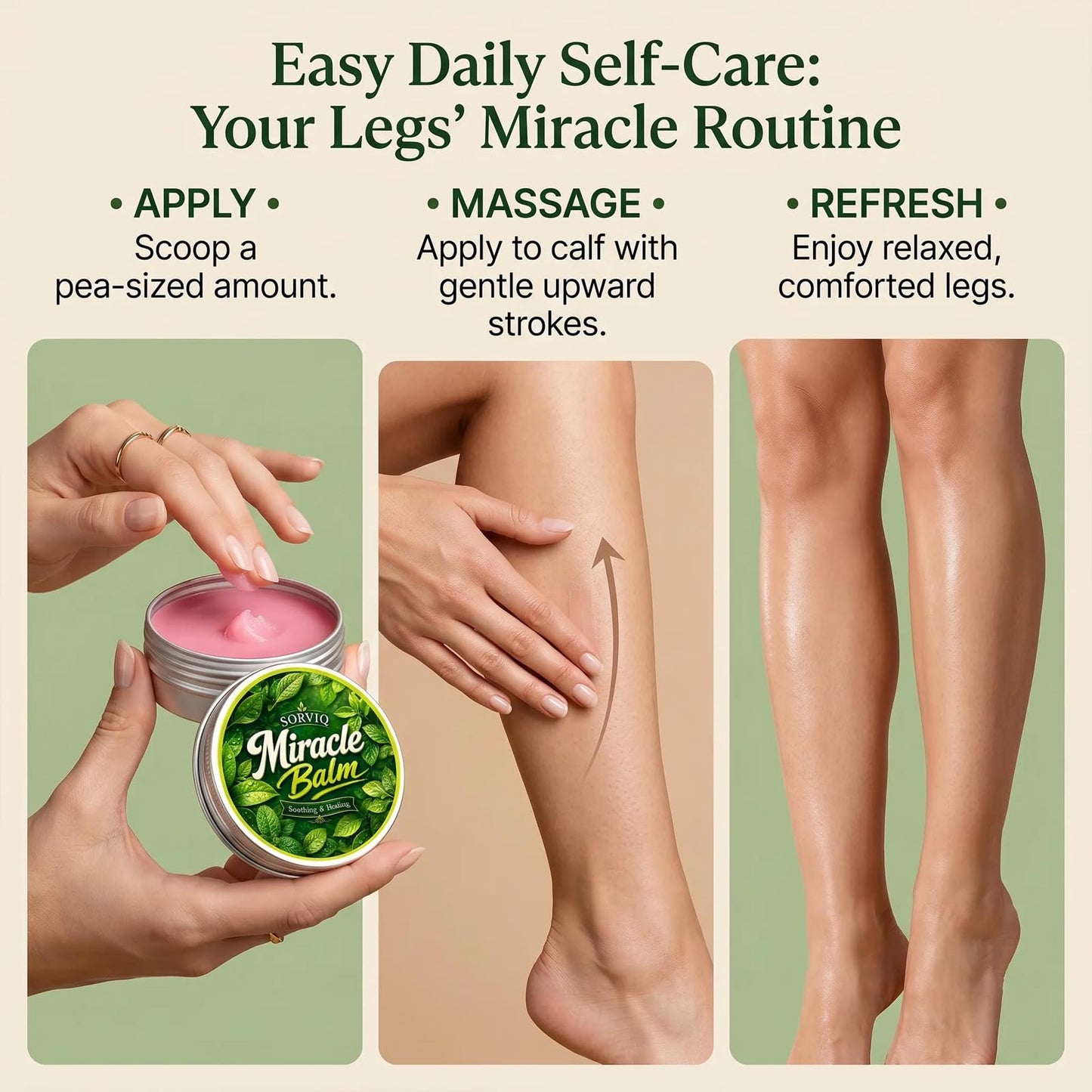 MEIGLINE Sorviq Miracle Balm for Varicose Veins, Lightweight Non-Greasy Formula for Standing, Travel & Office Use