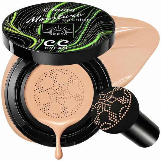 CC Cushion Foundation Makeup with SPF 50+, Full Coverage Color Corrector for Mature Skin, Moisturizing Concealer, Weightless Skin Fit Satin Glow Finish, Tattoo Cover Up, All Skin Types (Nude)