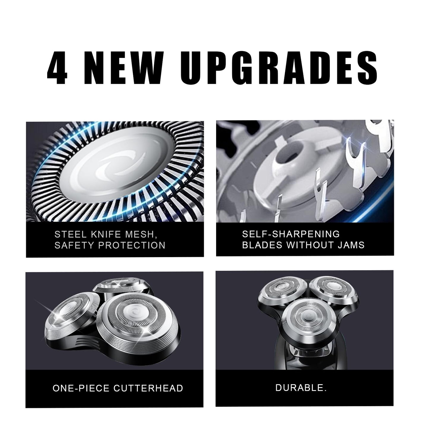 SH90 Replacement Rotary Heads Compatible with Philips Norelco Shavers Series 9000,Replacement Shaver Head with Upgrade Double-Layer Precision Blades for Men's Shaving (Silver，2 Packs)