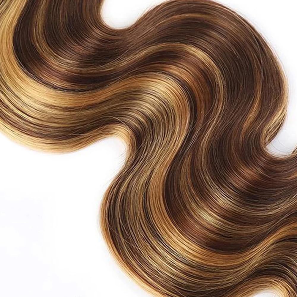 28 30 32 Inch Honey Blonde Bundles Human Hair 1B/27 Body Wave Bundles Brazilian Virgin Remy Hair Extensions 3 Tone Brown Mixed With Honey Blonde Body Wave Bundle