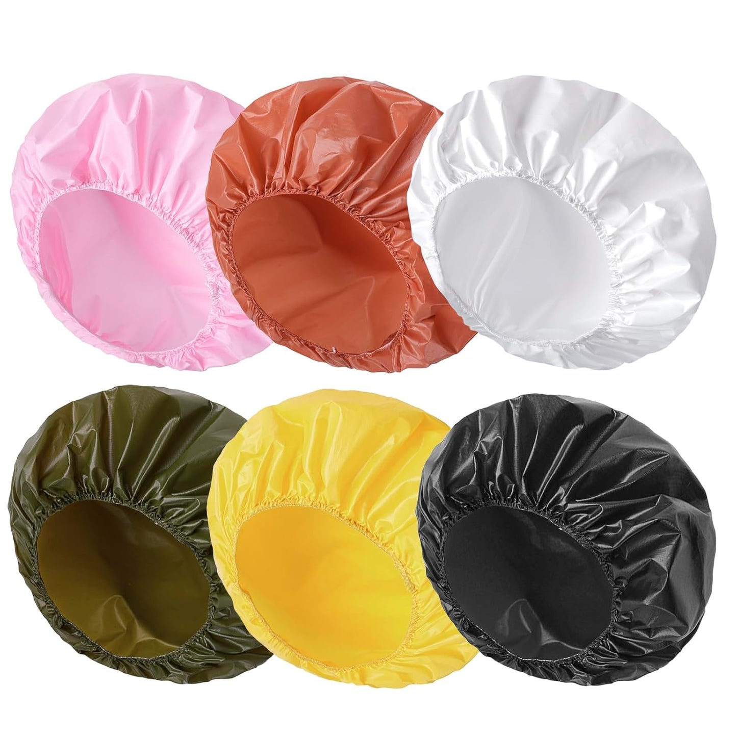 Waterproof Shower Caps for Women - 6 PCS Reusable Elastic Bathing Caps | Double-Sided EVA in Candy Colors