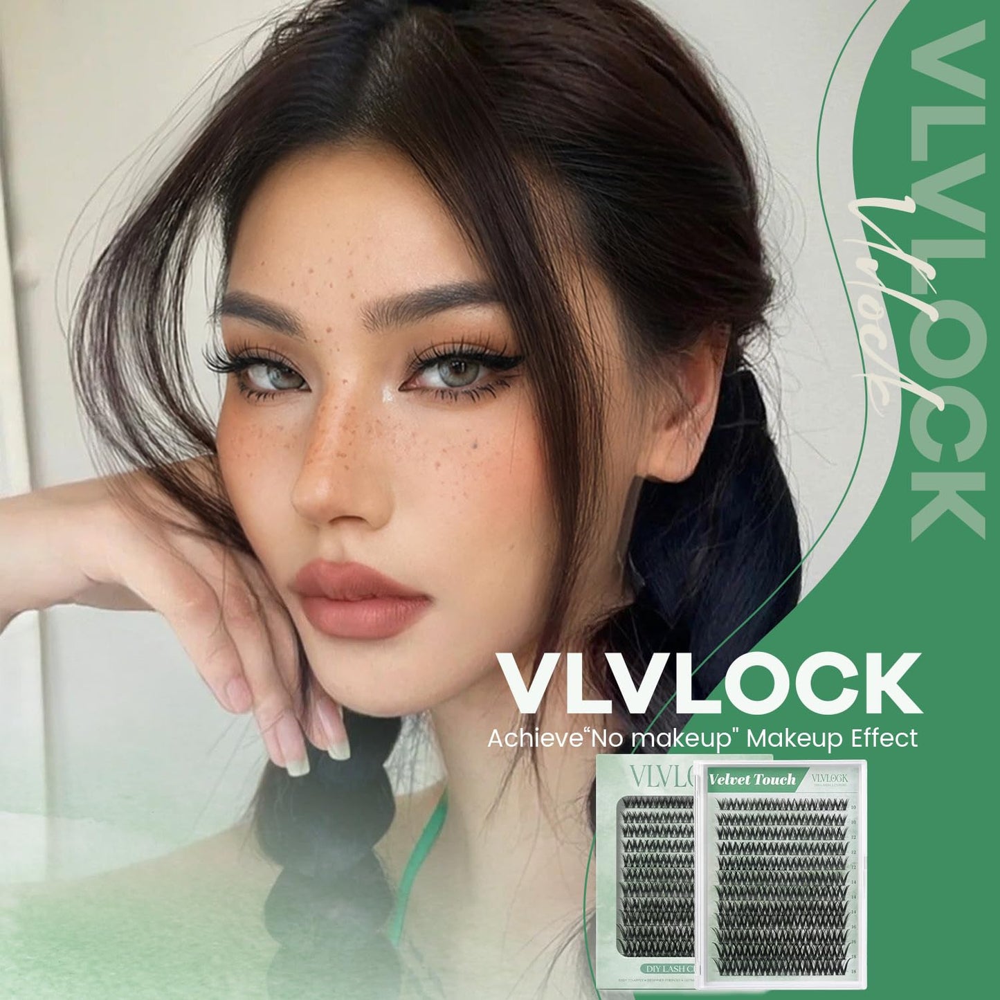 VLVLOCK Velvet Touch Lash Clusters Eyelash Extensions DIY Lash Extensions Long-Lasting Cluster Eyelash Extensions Flora Cluster Lashes Wispy Lash Clusters with Ultra-Thin Band(Velvet Touch, 10-18mm)