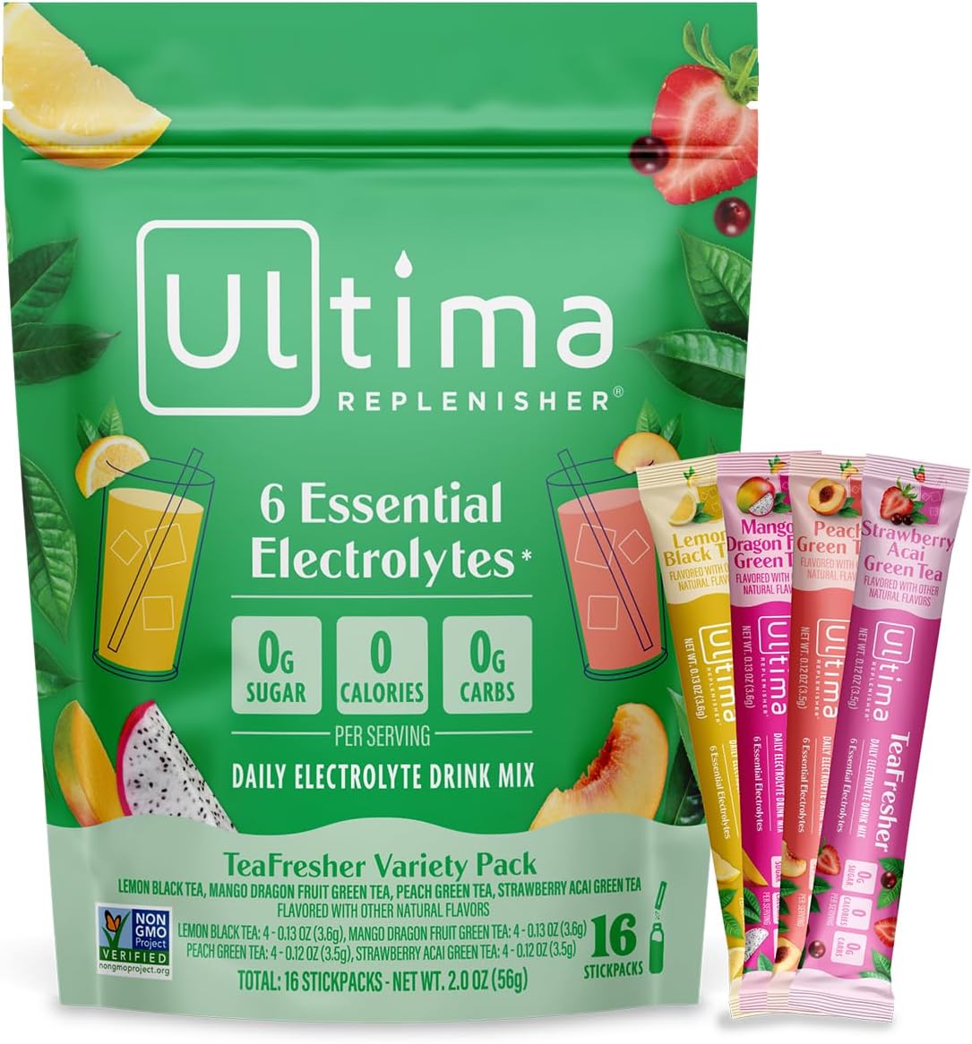 Ultima Replenisher Electrolyte Powder | Zero Sugar Hydration Packets with 6 Electrolytes – Original Variety Pack, 20 Stickpacks