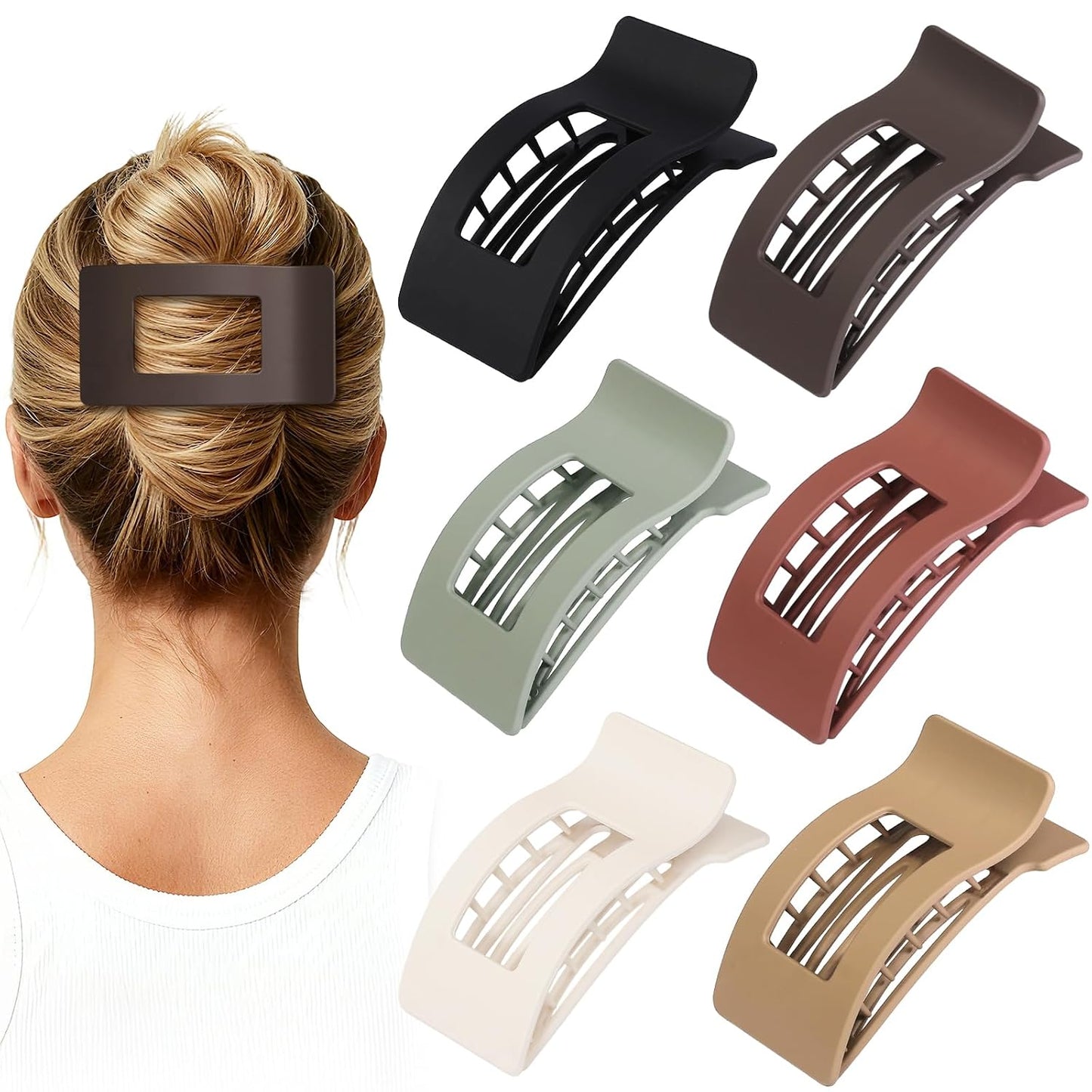 French Flat Hair Clips - 6pcs Matte Claw Clips for Thick or Thin Hair | Non-Slip Strong Hold Accessories