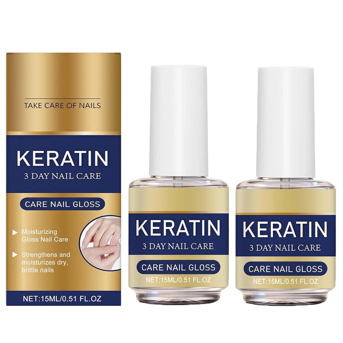 Keratin Nail Care Oil - 2PCS Deeply Moisturizing Formula for Dry, Weak & Brittle Nails | Fast Hydrating Repair Oil