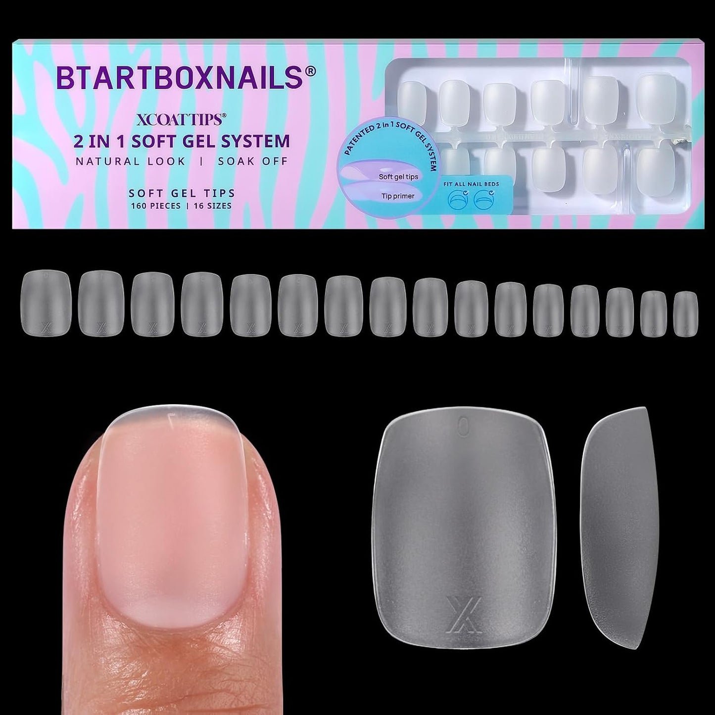 BTArtbox Press-On Nails - 5 Shades of Nude Long Stiletto | 16 Sizes for Easy Application & 4-Week Wear
