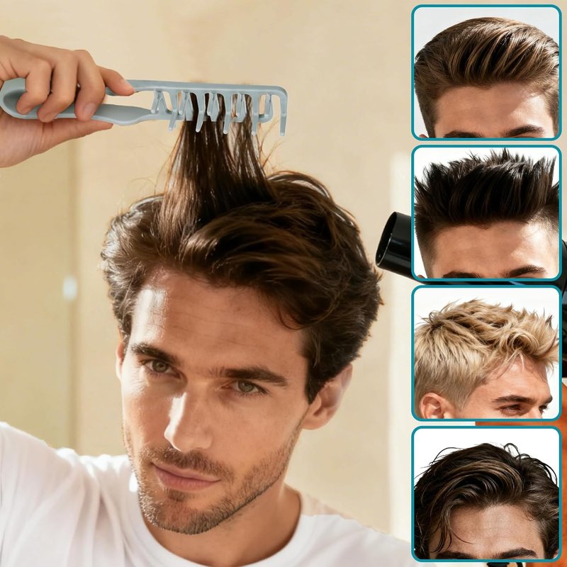 Volumizing Texture Comb - Wide-Tooth Styling Tool for Men & Women | ABS Plastic, Textured Grip, Grey