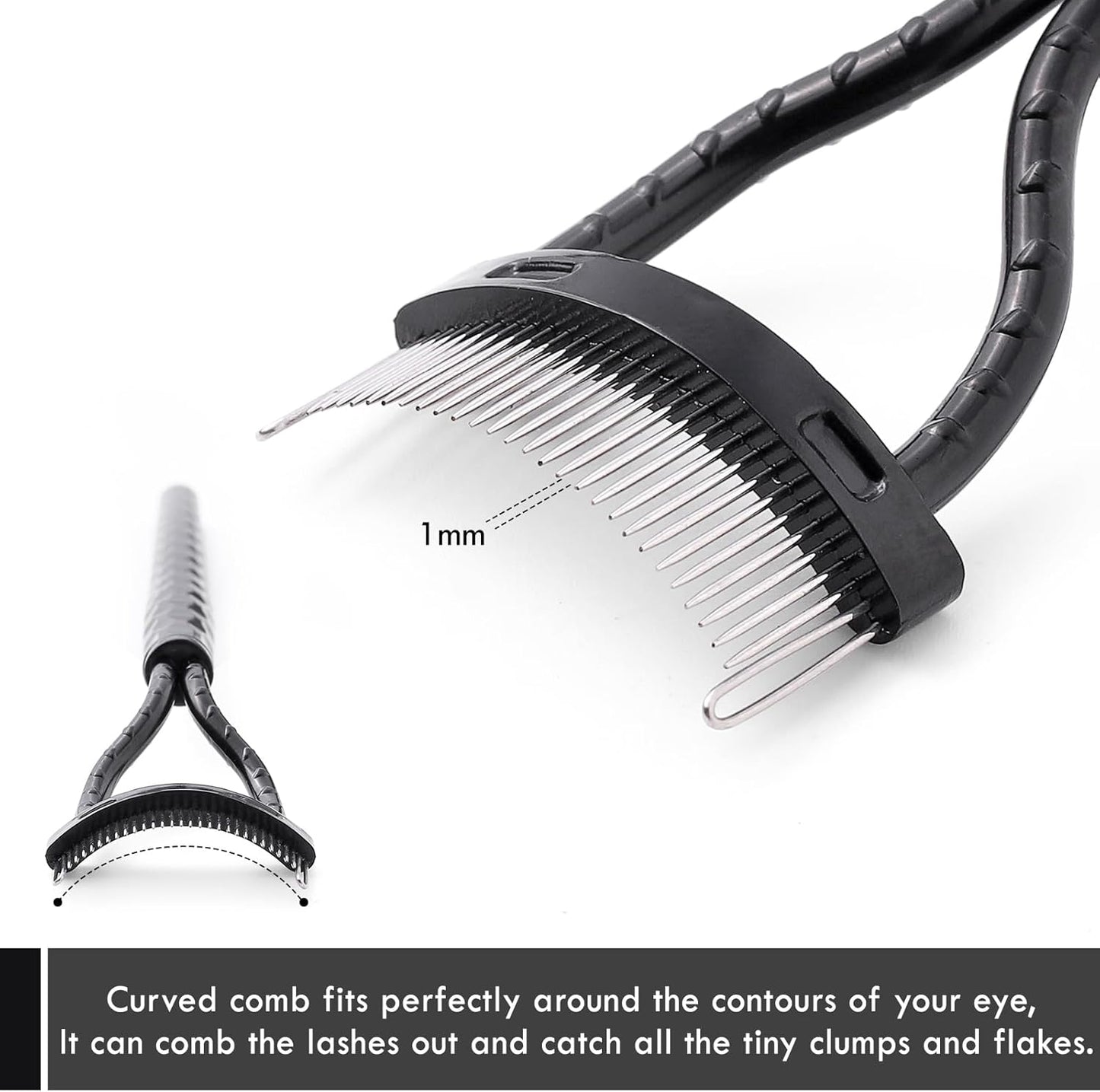 Eyelash Comb Separator - Arc Designed Eyelash Definer Applicator with Cover | 2 Pcs Black