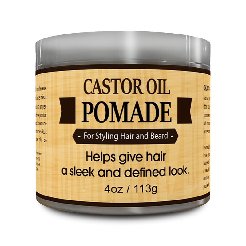 OKAY | Men's Castor Oil Beard and Hair Pomade | For All Hair Types & Textures | All Day Hold | Sleek, Defined Look | Free of Silicone & Paraben, Gray, 4 Oz