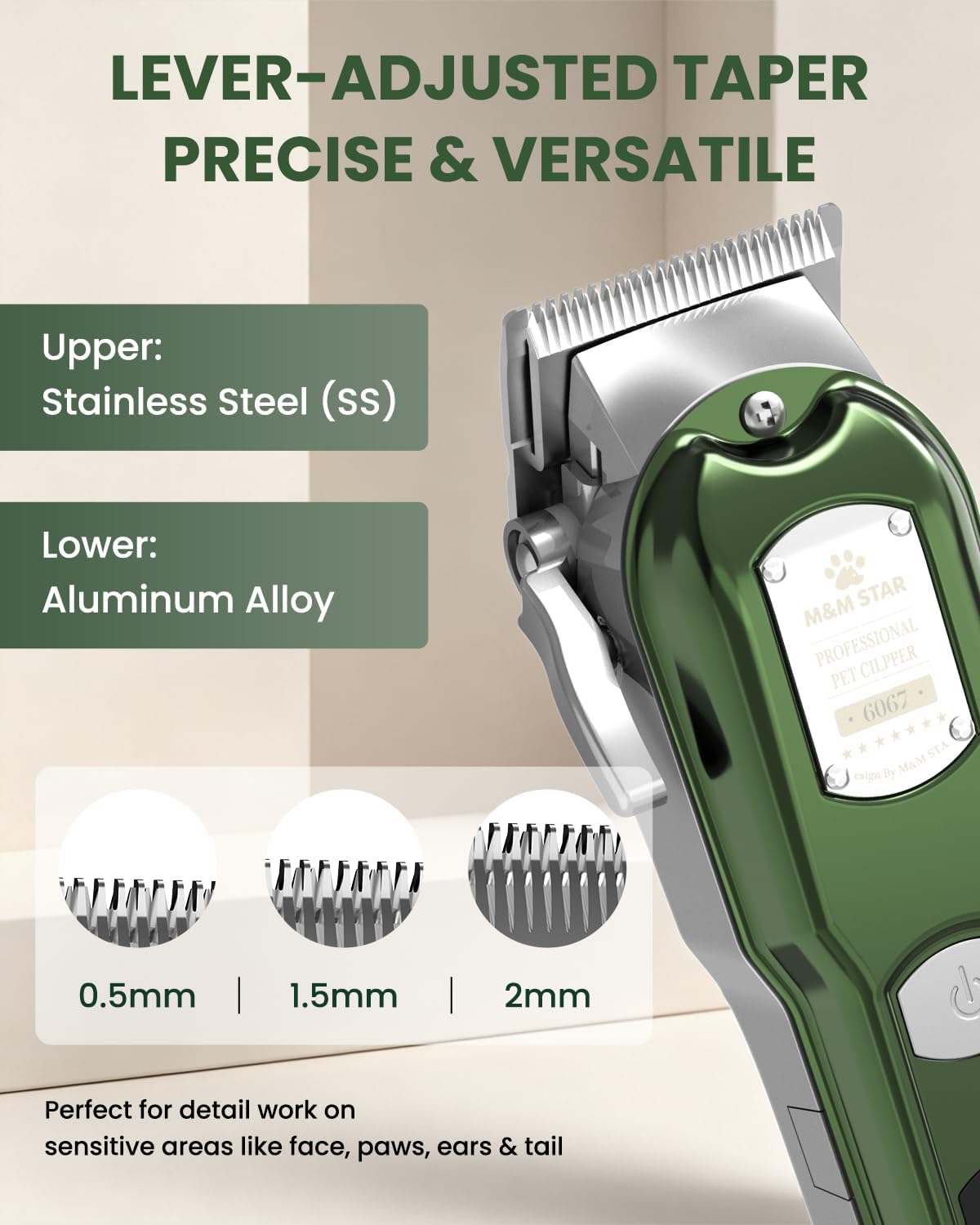 Cat Clippers for Matted Hair - 3-Speed Quiet Cordless Shaver | All-Metal Body Grooming Kit for Long Haired Cats & Dogs