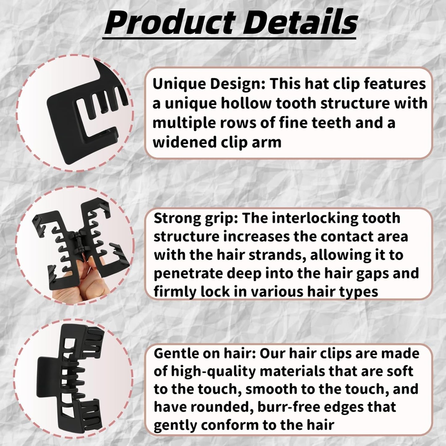 Women’s Baseball Cap Claw Clip - Stylish Hair Accessory for Sports | Black
