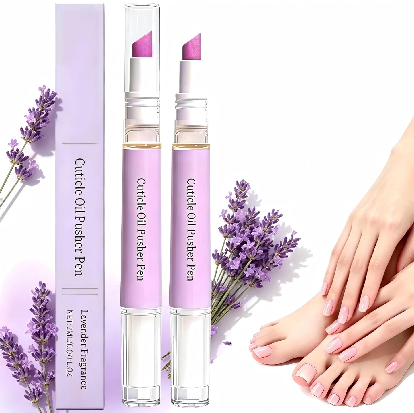 2-in-1 Cuticle Oil Pusher Pen - Ceramic Cuticle Remover for Gentle Exfoliation | Moisturizing Tool for Dry Nails & Hangnails