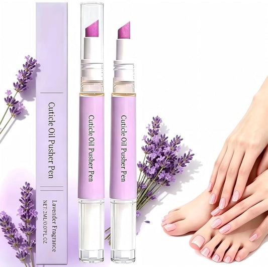 2-in-1 Cuticle Oil Pusher Pen - Ceramic Cuticle Remover for Gentle Exfoliation | Moisturizing Tool for Dry Nails & Hangnails