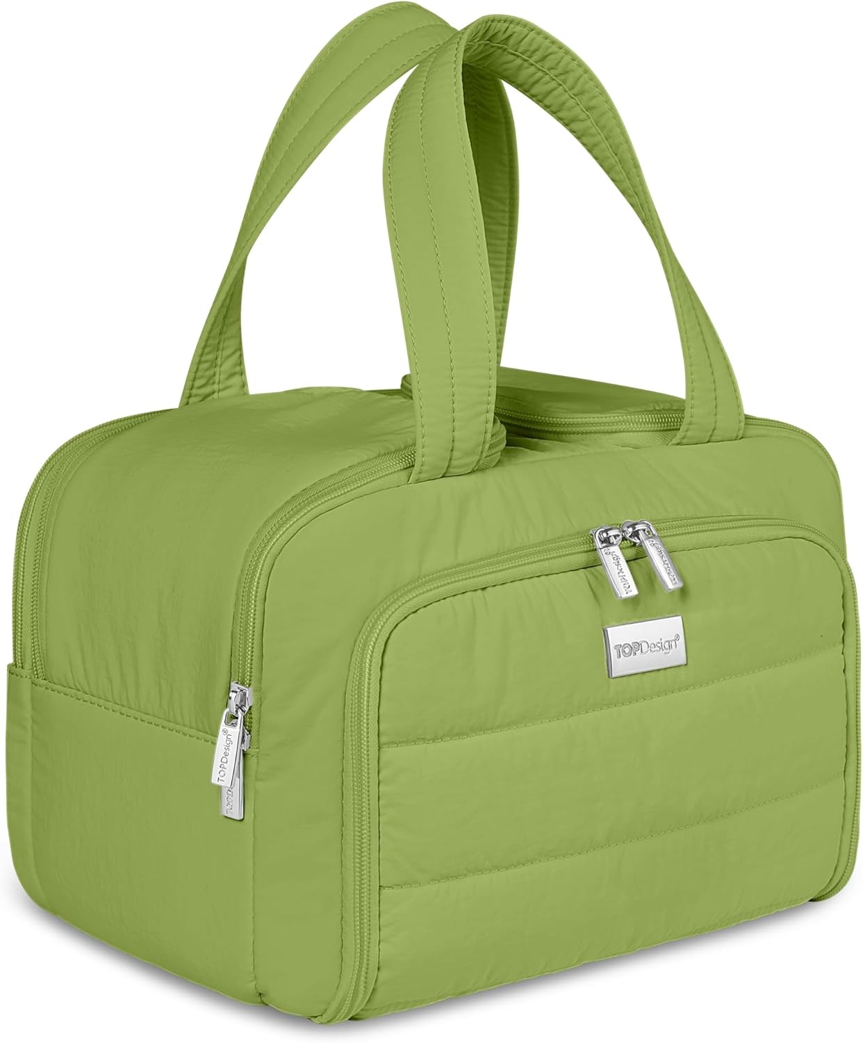 Travel Toiletry Bag for Women - Large Lightweight Puffer Makeup Organizer with Handle | Black