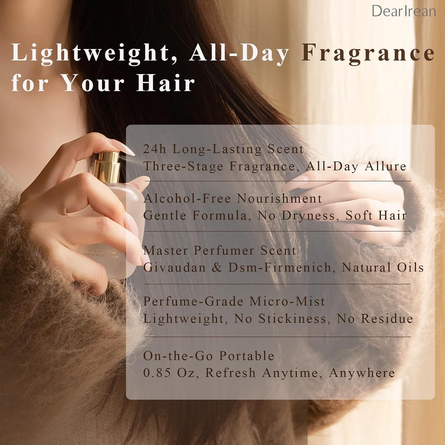 Hair Perfume for Women - Long Lasting Rose Fragrance Mist | Alcohol-Free, Lightweight Spray for Dry & Frizzy Hair, 0.85 Oz