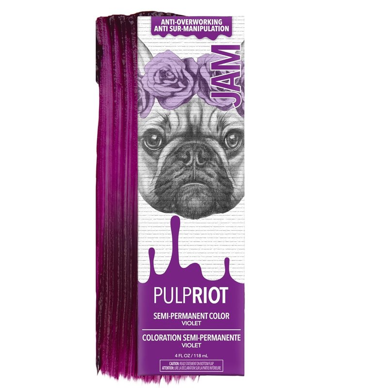 Pulp Riot Semi-Permanent Hair Color Jam - Violet, Long-Lasting Vegan Formula, 4oz Tube