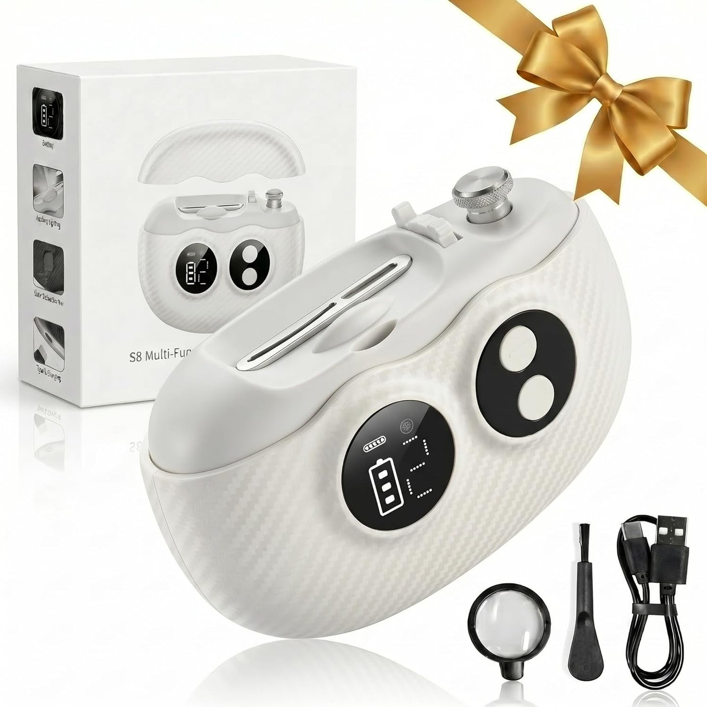 Electric Nail Clipper - 3-in-1 Adjustable Baby Nail Trimmer with Digital Display | 2-Speed Electric Nail File in Black