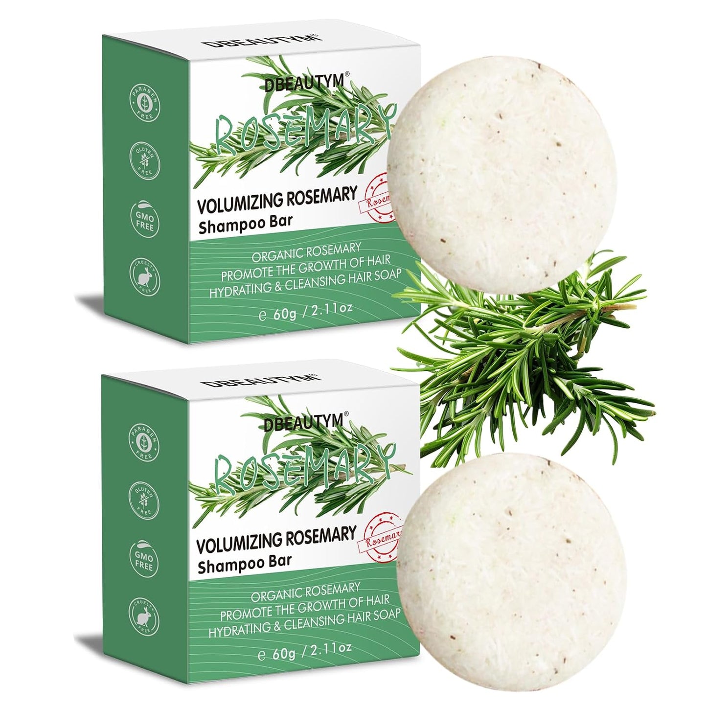 Rosemary Shampoo Bar - Organic Hair Growth & Scalp Cleansing | 2 Pack, Refreshing Solid Soap for Women’s Gifts