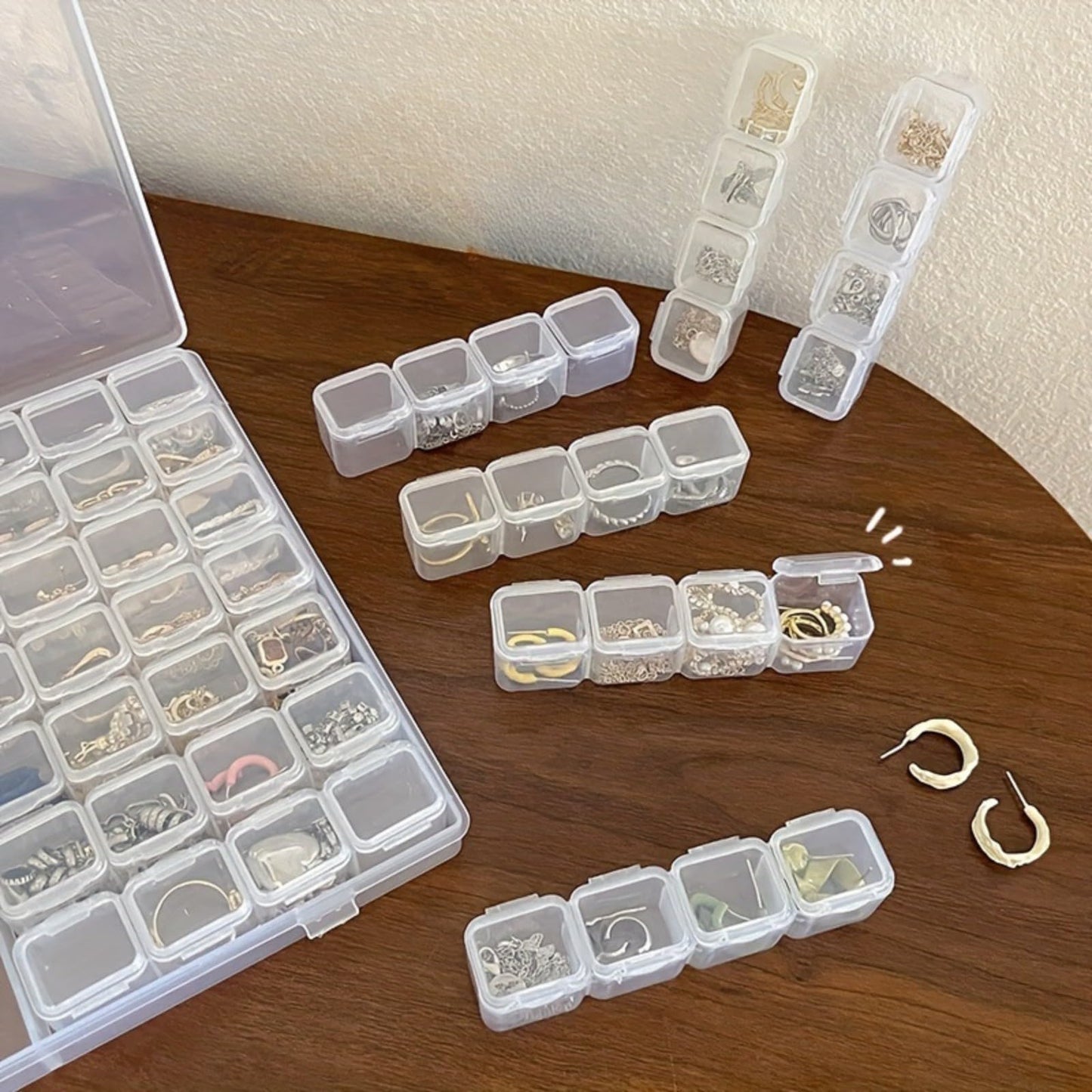 56 Grids Jewelry Box, Plastic Jewelry Organizer for Earring Storage and Necklace Holder, Clear Jewelry Travel Case for Ring, Beads and Small Items, Versatile Jewelry Holder Display for Women(56 Grids)