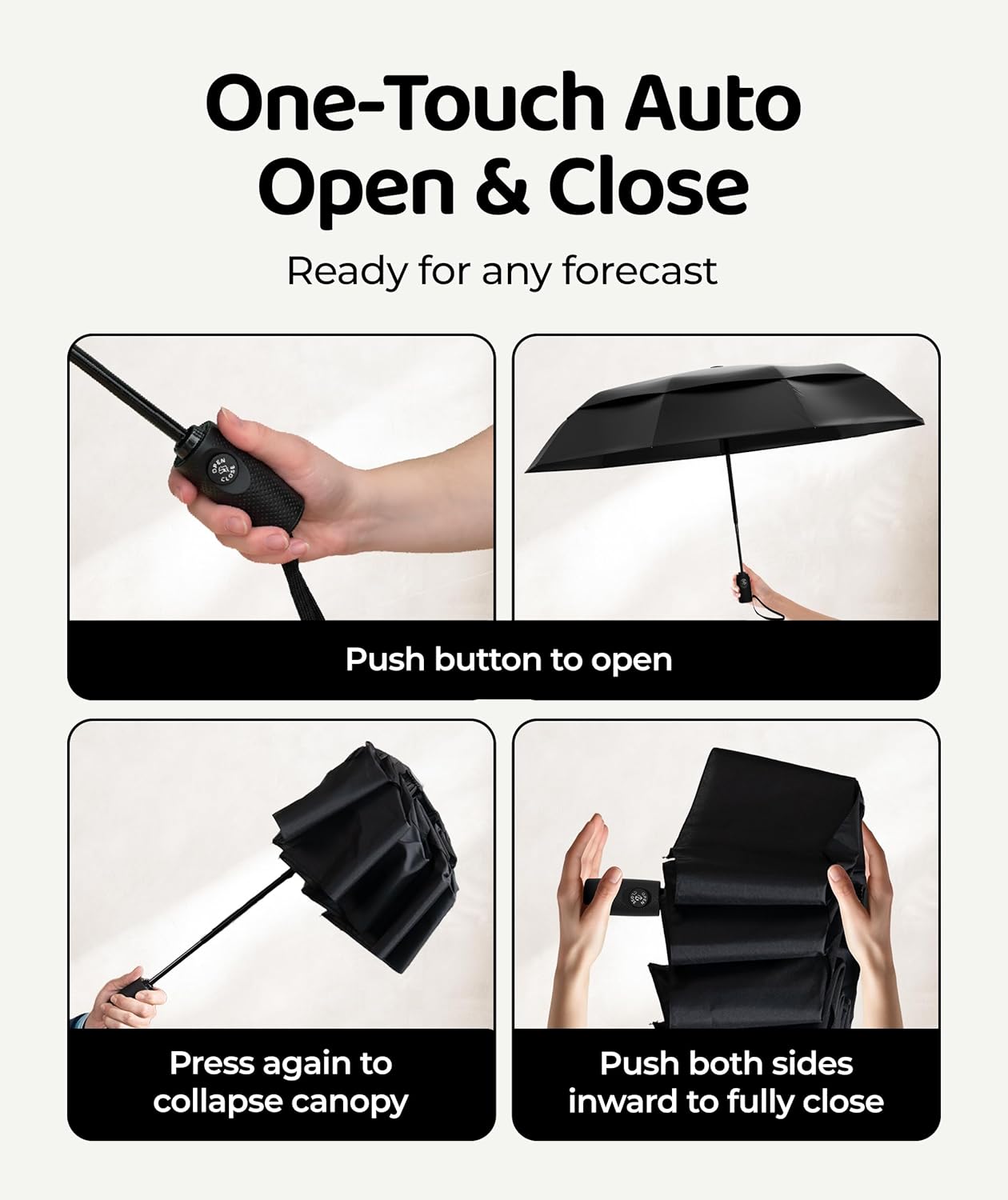 Windproof Travel Umbrella - Compact Auto Folding Design | Withstands 100MPH Winds, Durable & Lightweight for Men & Women