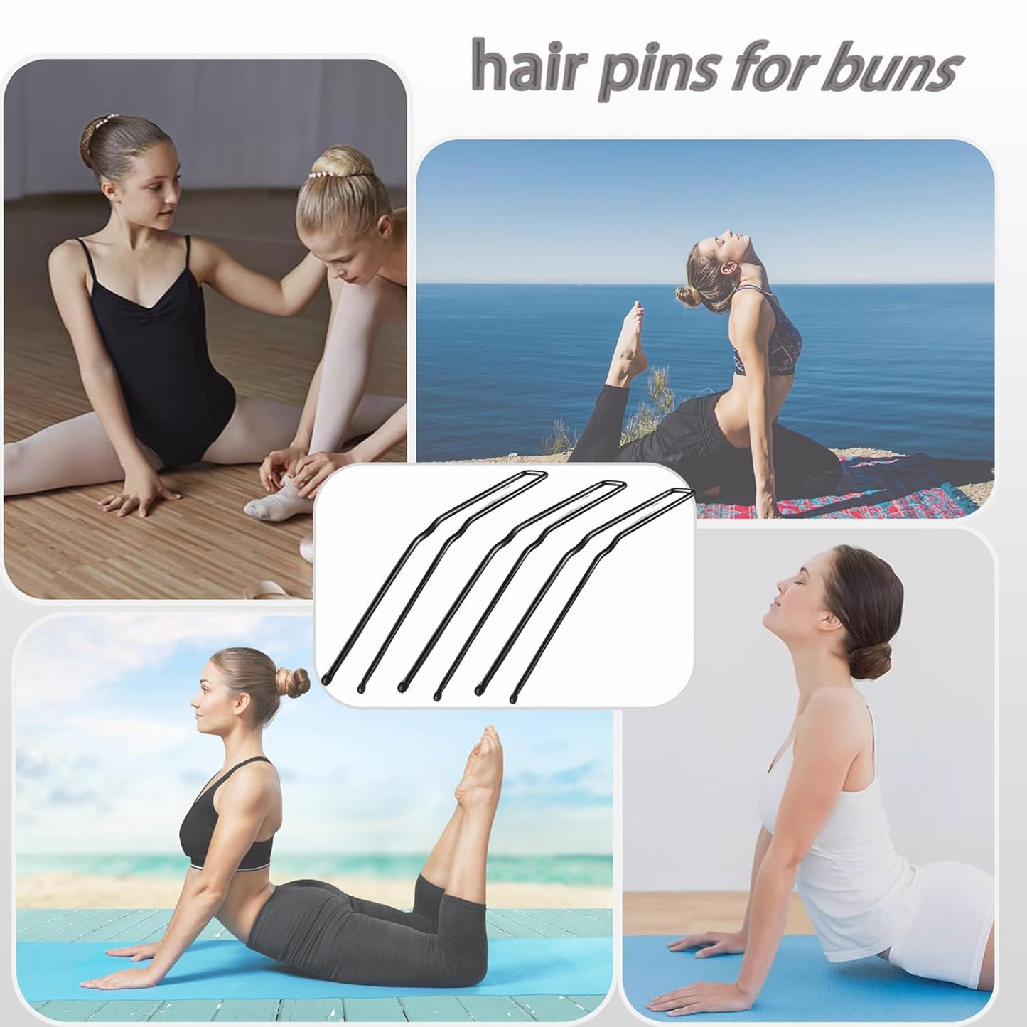 U-Shaped Hair Pins for Buns - 36 Pcs Large Black Bobby Pins for Thick & Curly Hair | 3 Inch Length