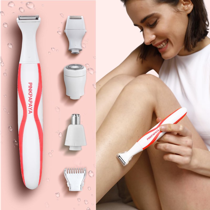 Pinkpapaya 4in1 Nose Hair Trimmer for Women,Facial Hair Remover,Electric Face Shaver Razor for Nose Ear,Bikini Trimmer,Facial Hair Removal,Tomato/p9k8