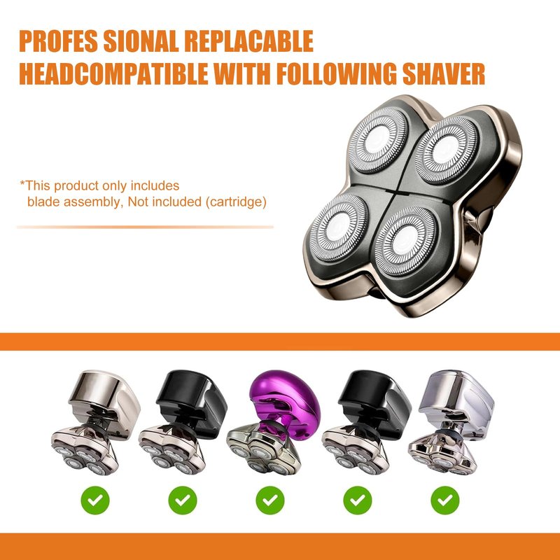Replacement Blade Shaver PRO 4 Head for Electric Shaver Compatible with Skull Pitbull, Butterfly Kiss PRO & Palm Shavers (1Pack)