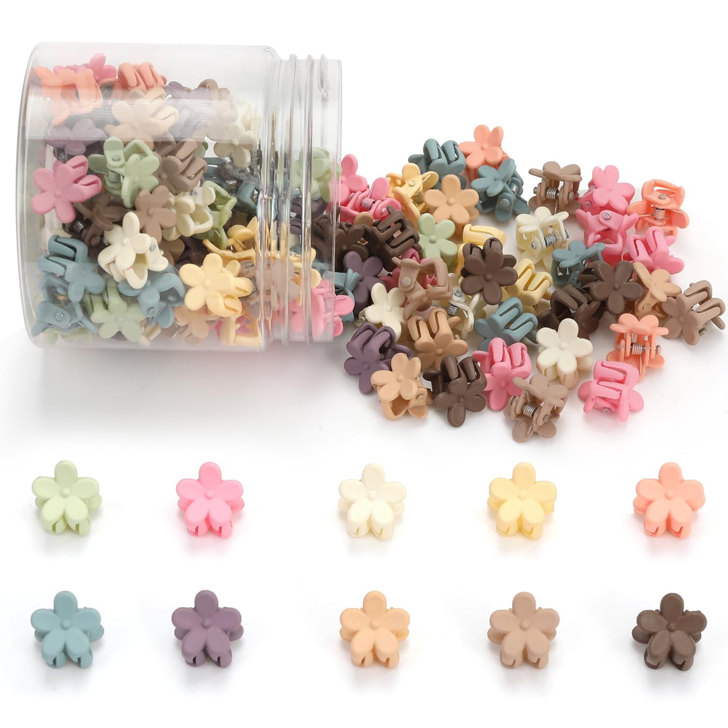 Mini Flower Hair Clips - Cute Claw Pins for Kids & Toddlers | 100 Pcs Colorful Hair Accessories