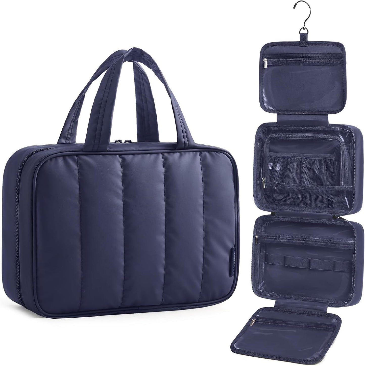 Travel Toiletry Bag for Women - Portable Hanging Makeup Organizer | Waterproof Cosmetic Bag for Full-Size Accessories - Black