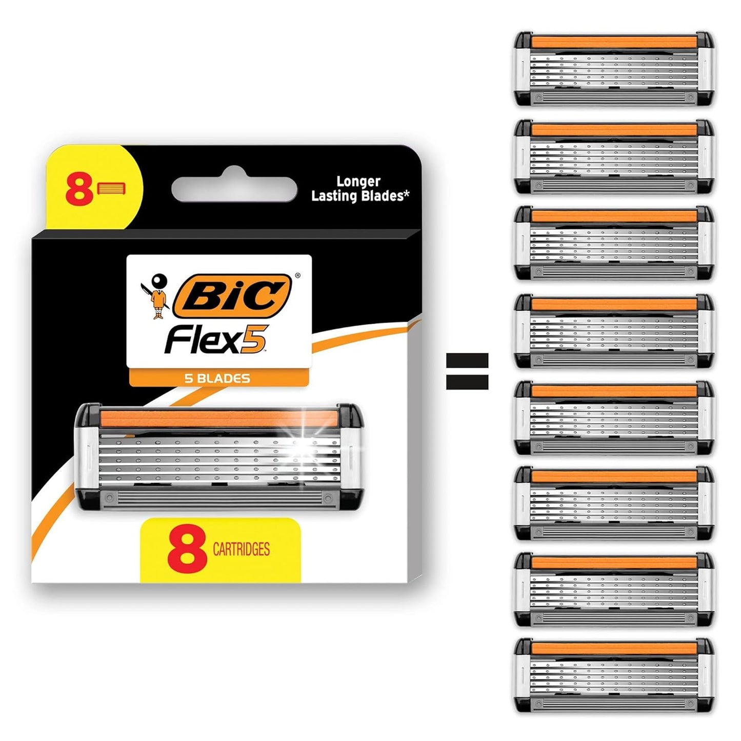 BIC Flex 5 Men's 5-Blade Razors - Smooth Shave Kit with Precision Edging Blade | 12 Cartridges Included