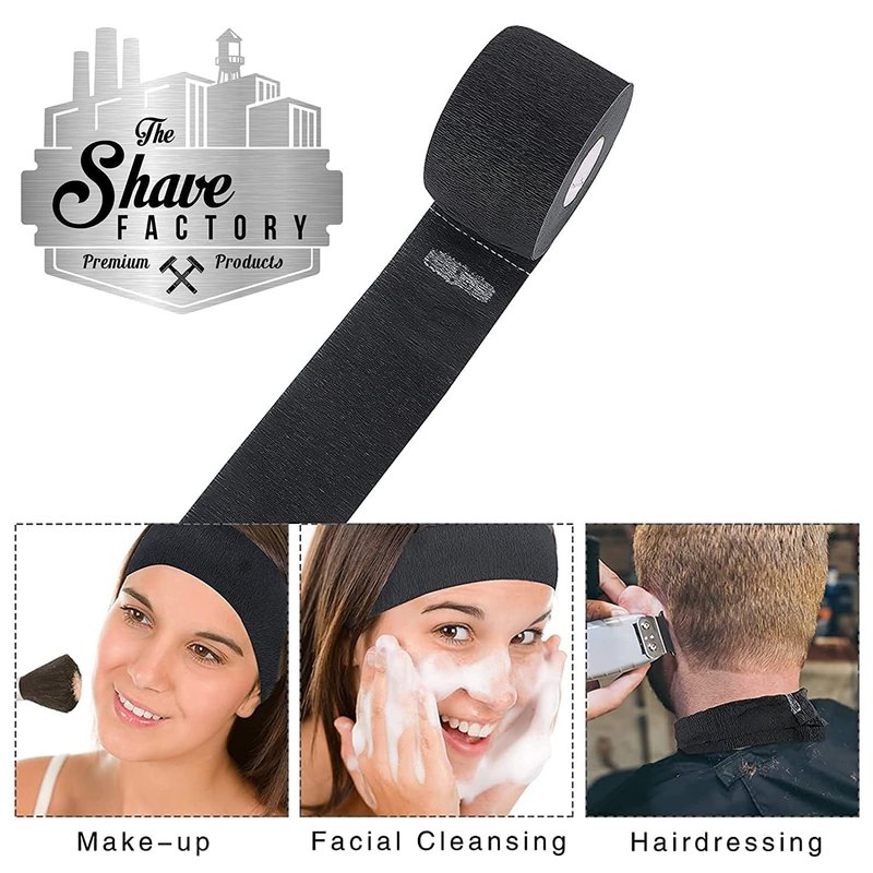 The Shave Factory Neck Strip, Disposable Barber Paper for Neck Strips/Bands, 4 Rolls (Black, Accessory for Professional Barbers and Individual Customers)
