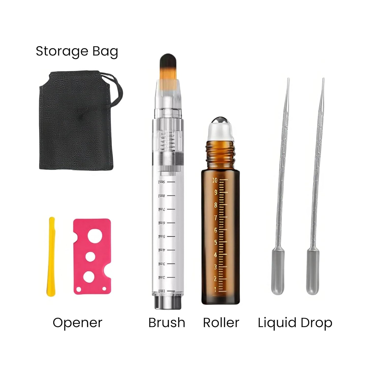 Minoxidil Applicator Brush Set - 7 in 1 Portable Kit for Hairline, Eyebrow & Beard Growth | Scalp Comb & Essential Oil Applicator