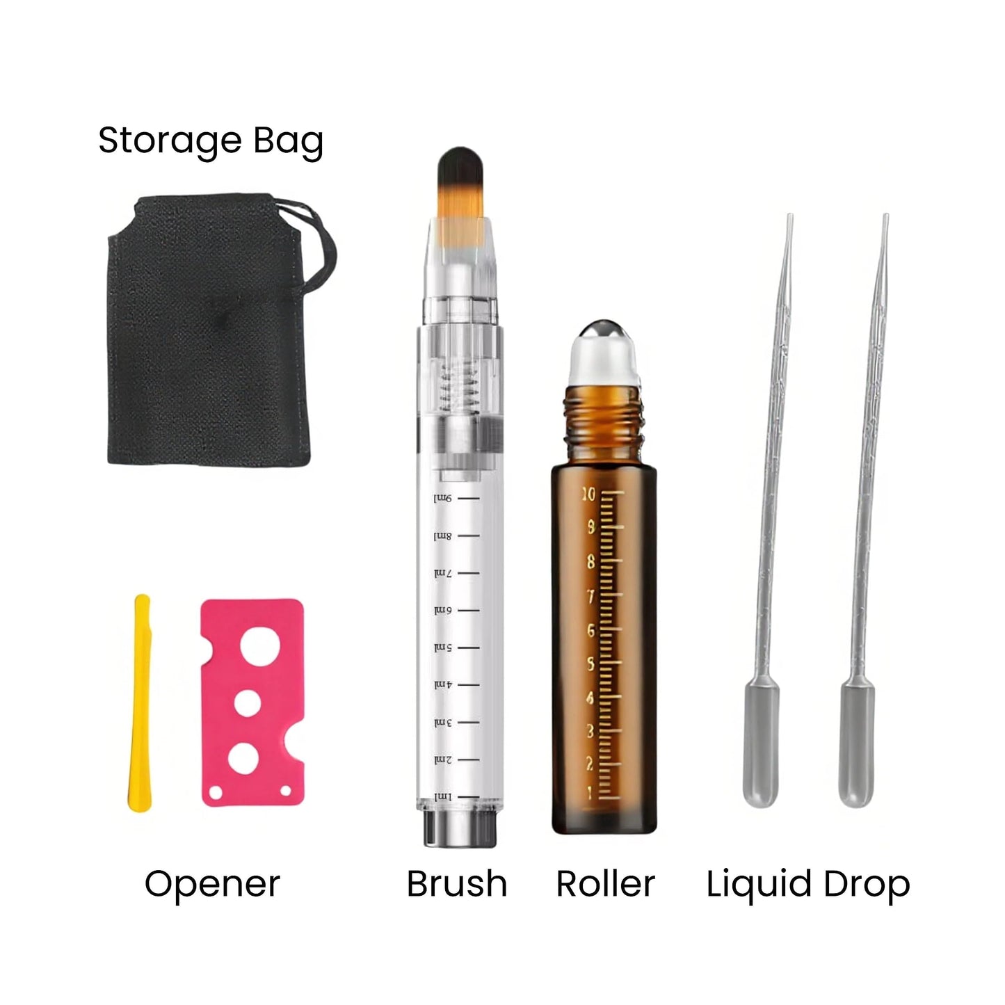 Minoxidil Applicator Brush Set, 7 in 1 Portable Minoxidil Applicator Kit For Hairline Eyebrown Beard Growth, Bottle Scalp Applicator Comb, Quick Hair Essential Oil Serum Applicator For Daily Use