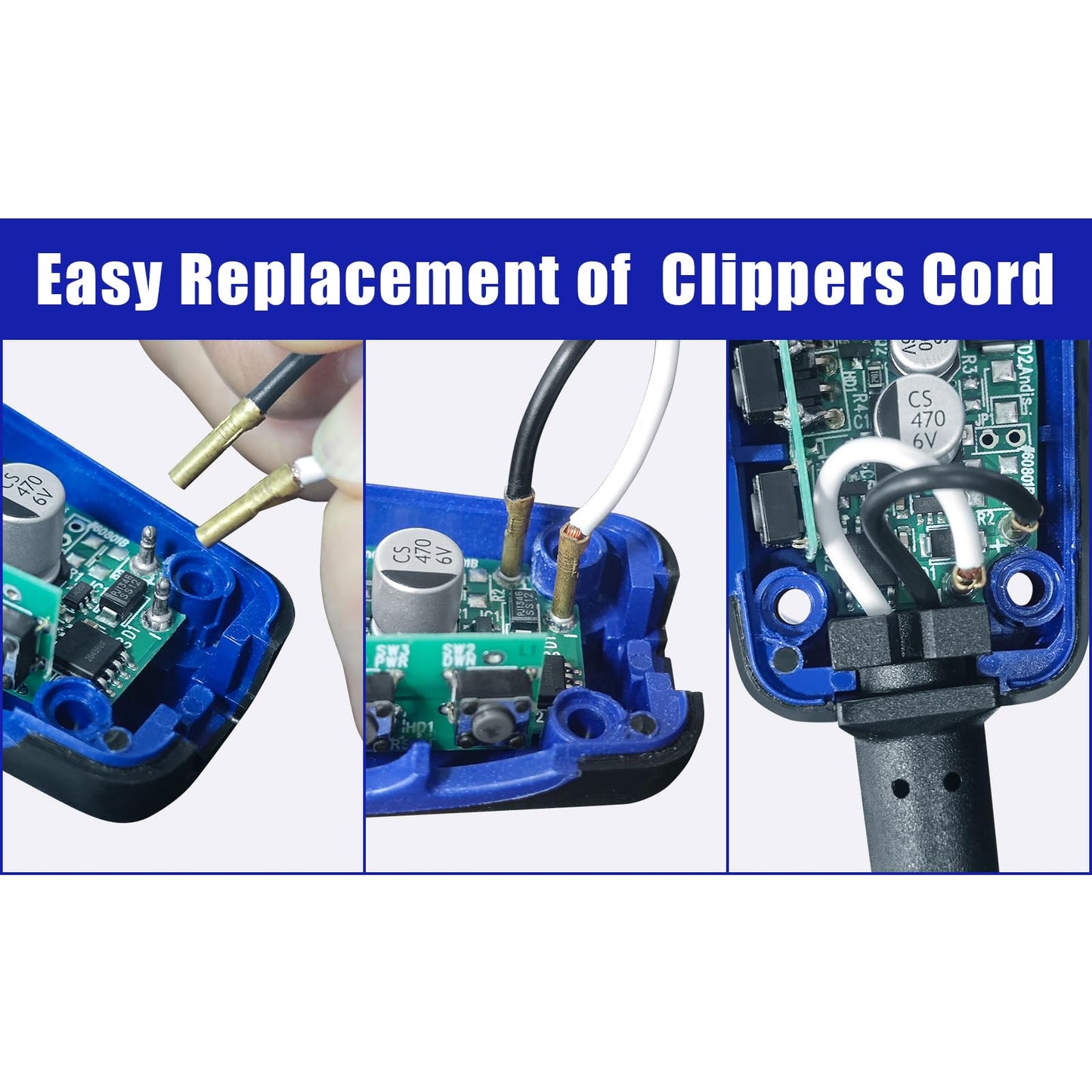 2 Pack Replacement Cords Compatible with Andis Excel SMC Model Clippers,Size 12 Foot Long Cord