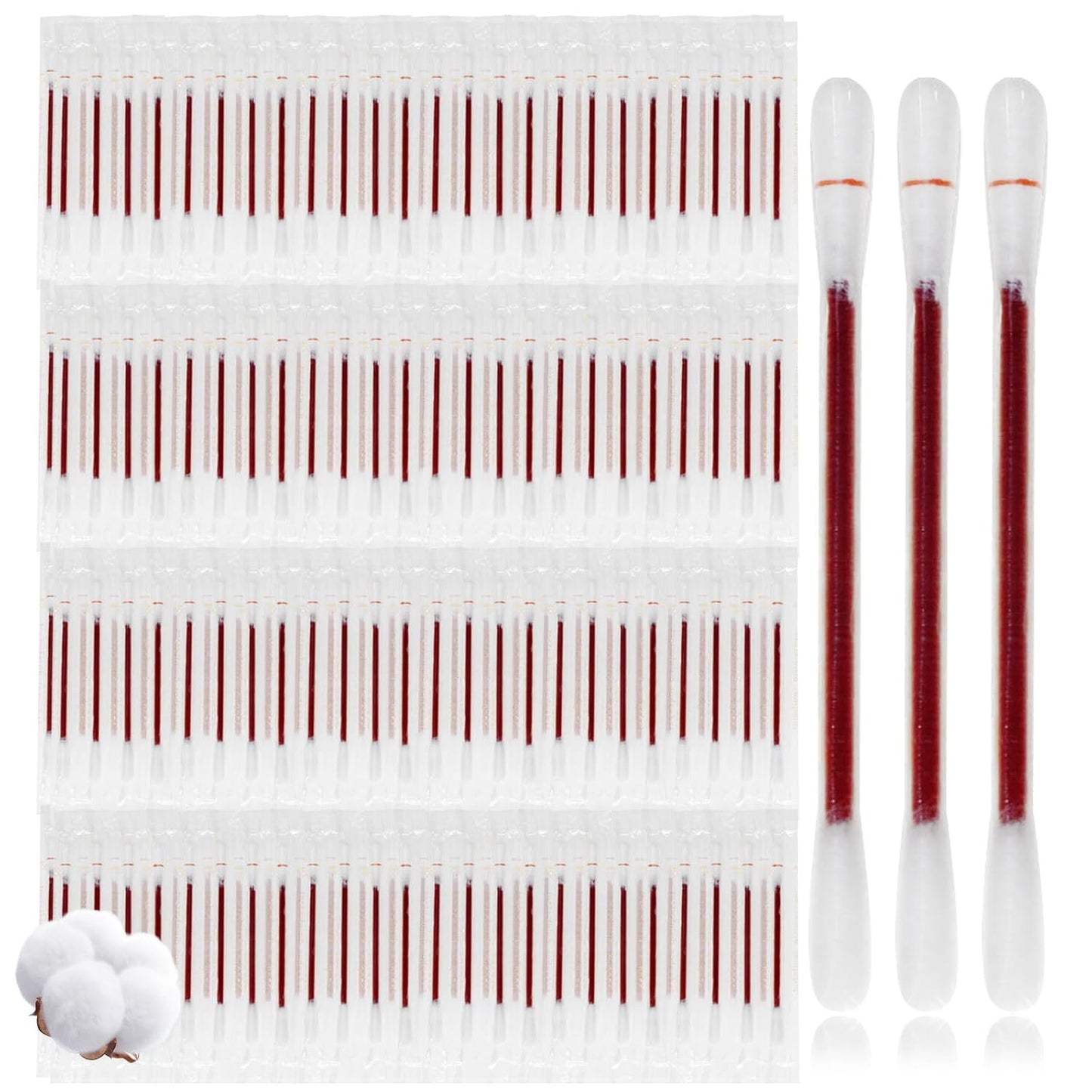 Iodine Cotton Swabs - Individually Wrapped Medical Iodophor Swabsticks | First Aid Kits for Nasal & Ear Care (200 Pack, White)