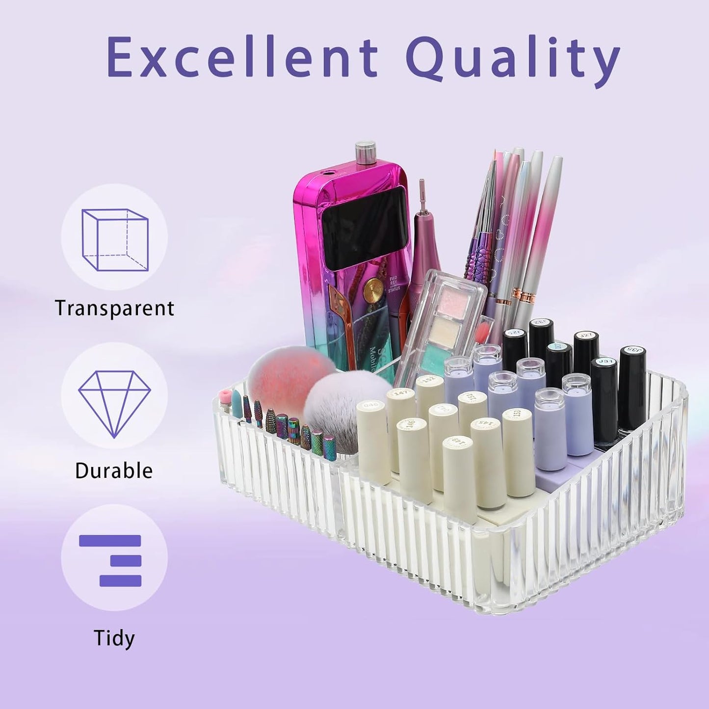 Nail Drill Machine Storage Box - 10-Hole Transparent Acrylic Bit Holder | Professional Organizer for Nail Tools