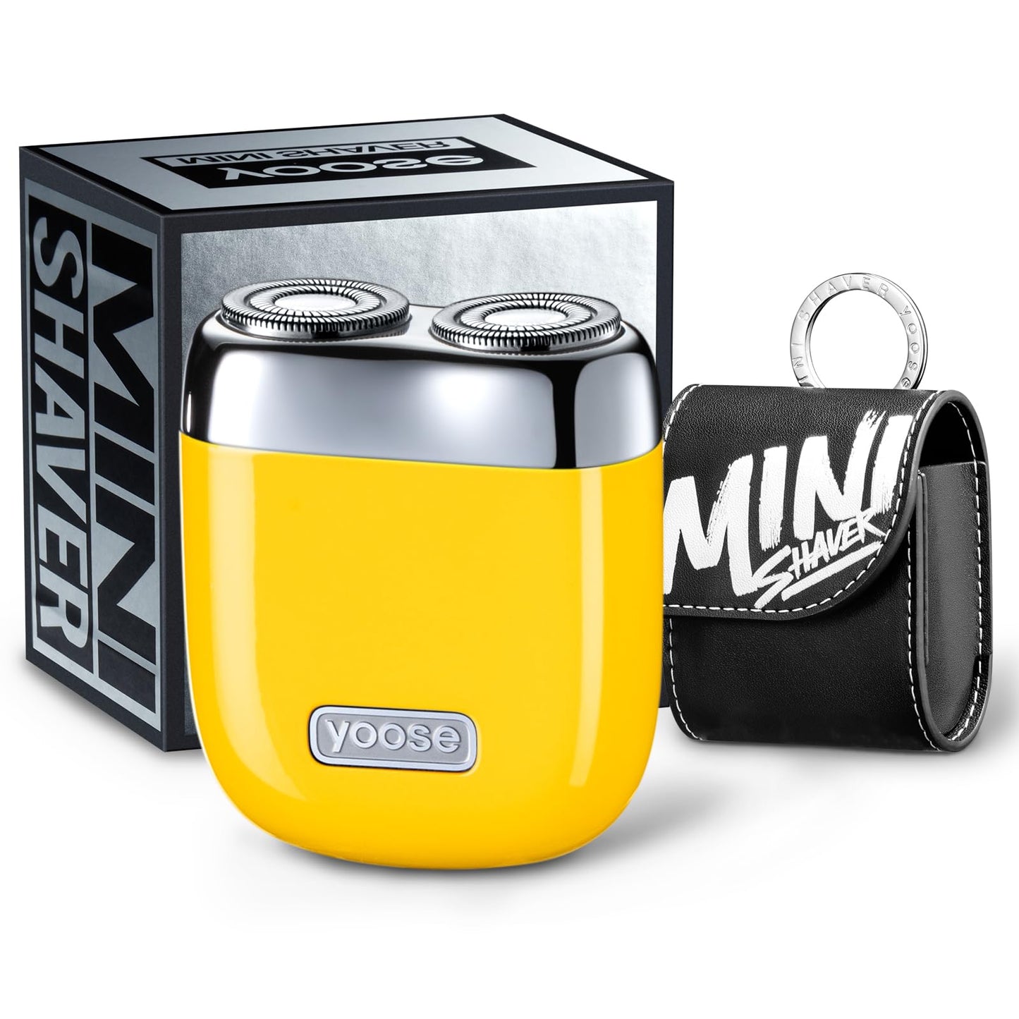 yoose Alloy Mini Shaver, Portable Electric Razor for Men, IPX7 Waterproof, Dry Shave, USB-C Rechargeable, Easy to Clean Magnetic Detachable Head, Cordless Electric Shaver, 60 Mins Runtime, Yellow