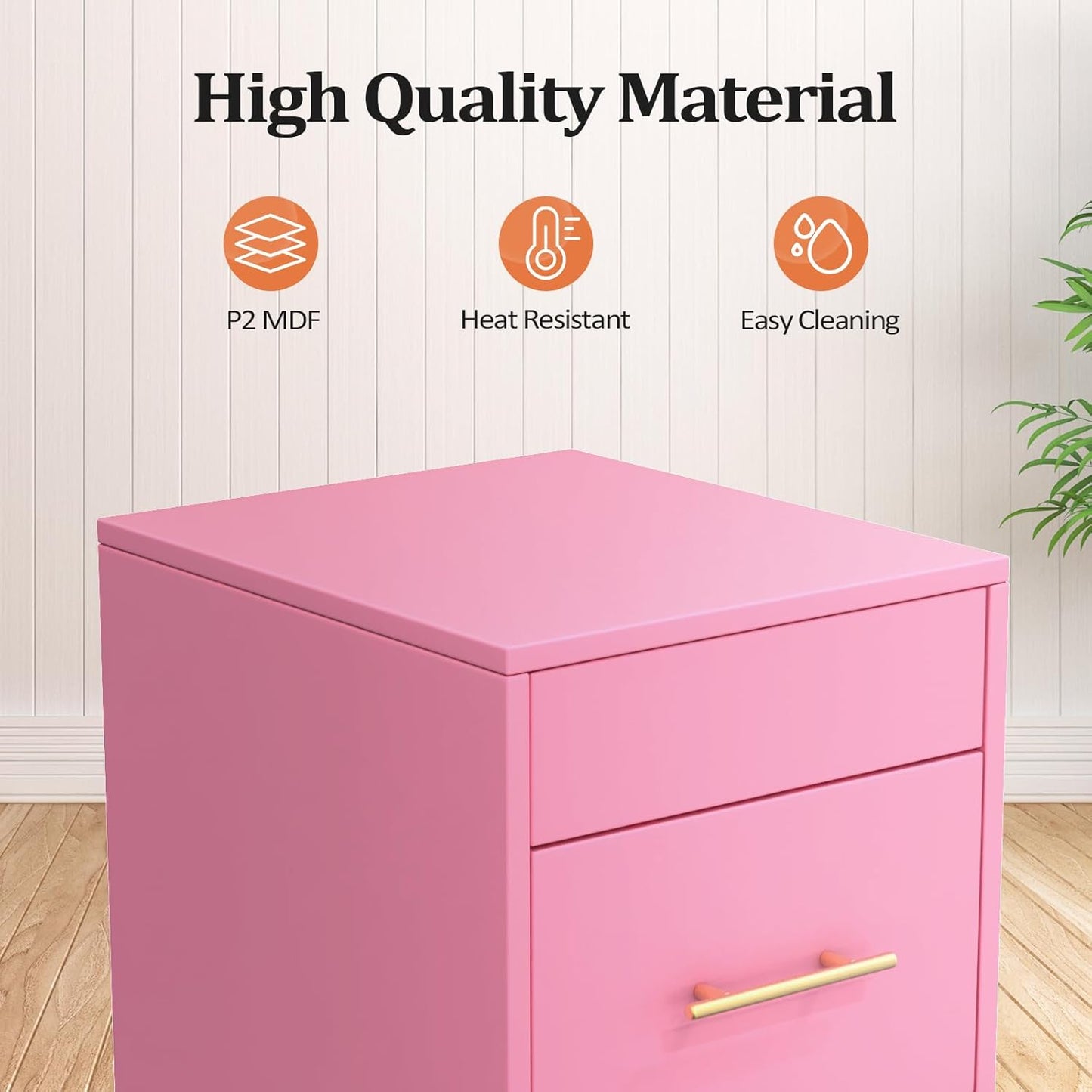 Salon Trolley Cart - 3-Drawer Rolling Hair Styling Station with Wheels | Mobile Beauty Trolley in Pink