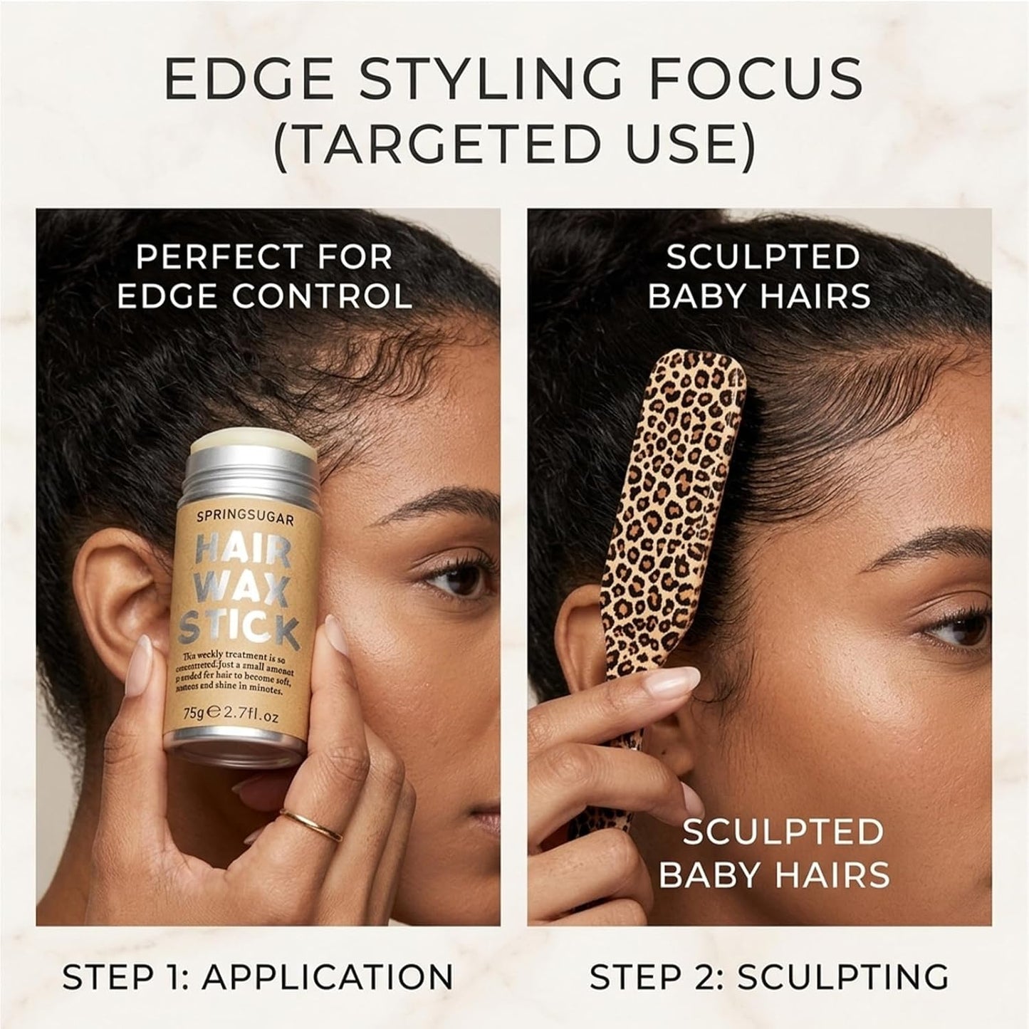 Hair Wax Stick & Hair Brush Set - Non-Greasy Flyaway Finishing Wax for Women | Strong Hold for Sleek Buns & Ponytails