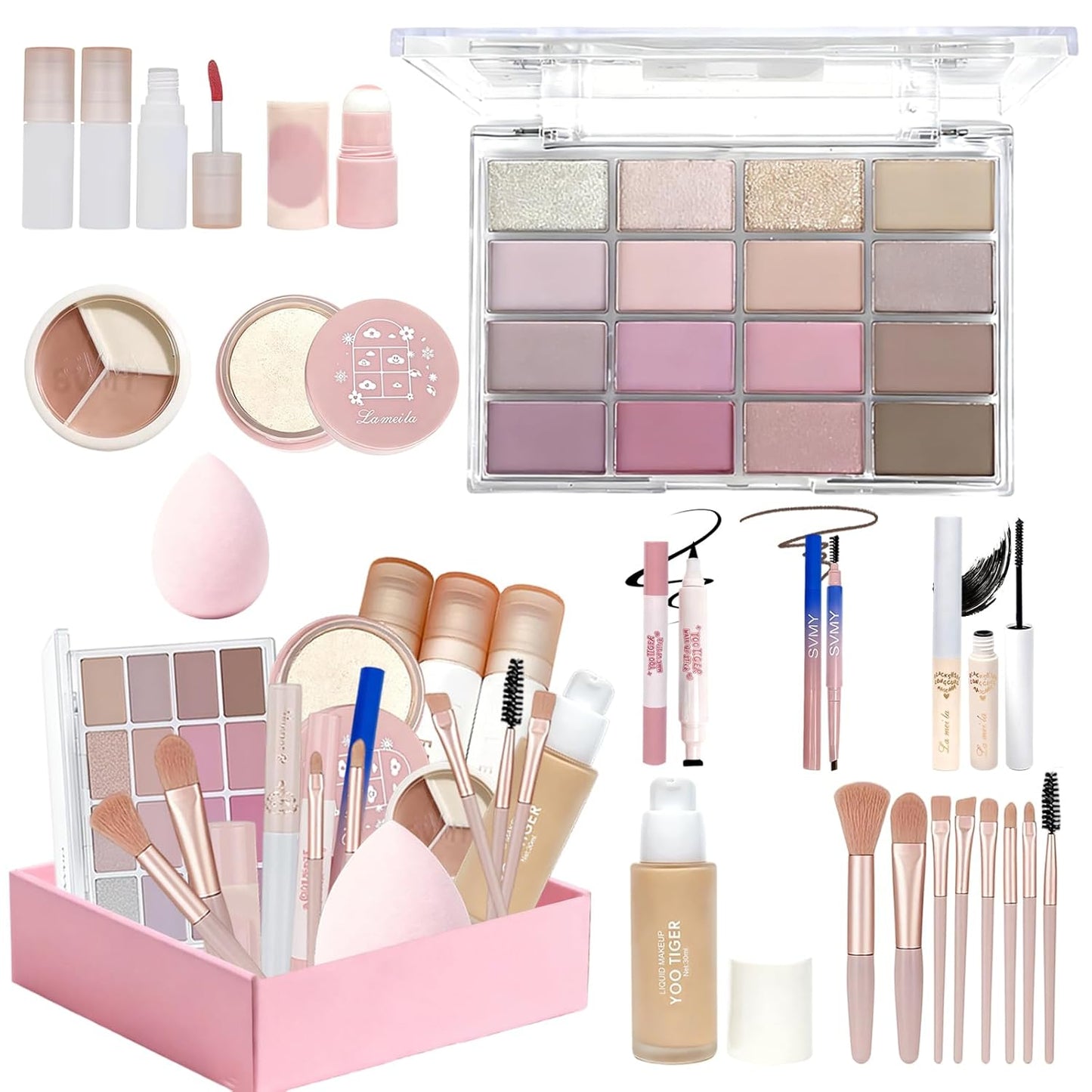 Makeup Kit for Women - All-In-One Makeup Set for Teens | Foundation, Eyeshadow Palette, Lip Gloss, Eyeliner & Brushes
