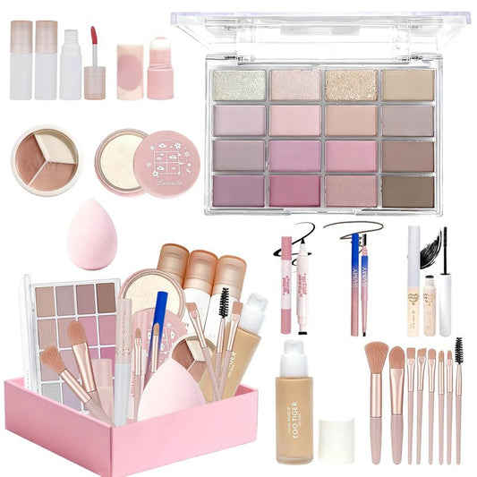 Makeup Kit for Women - All-In-One Makeup Set for Teens | Foundation, Eyeshadow Palette, Lip Gloss, Eyeliner & Brushes