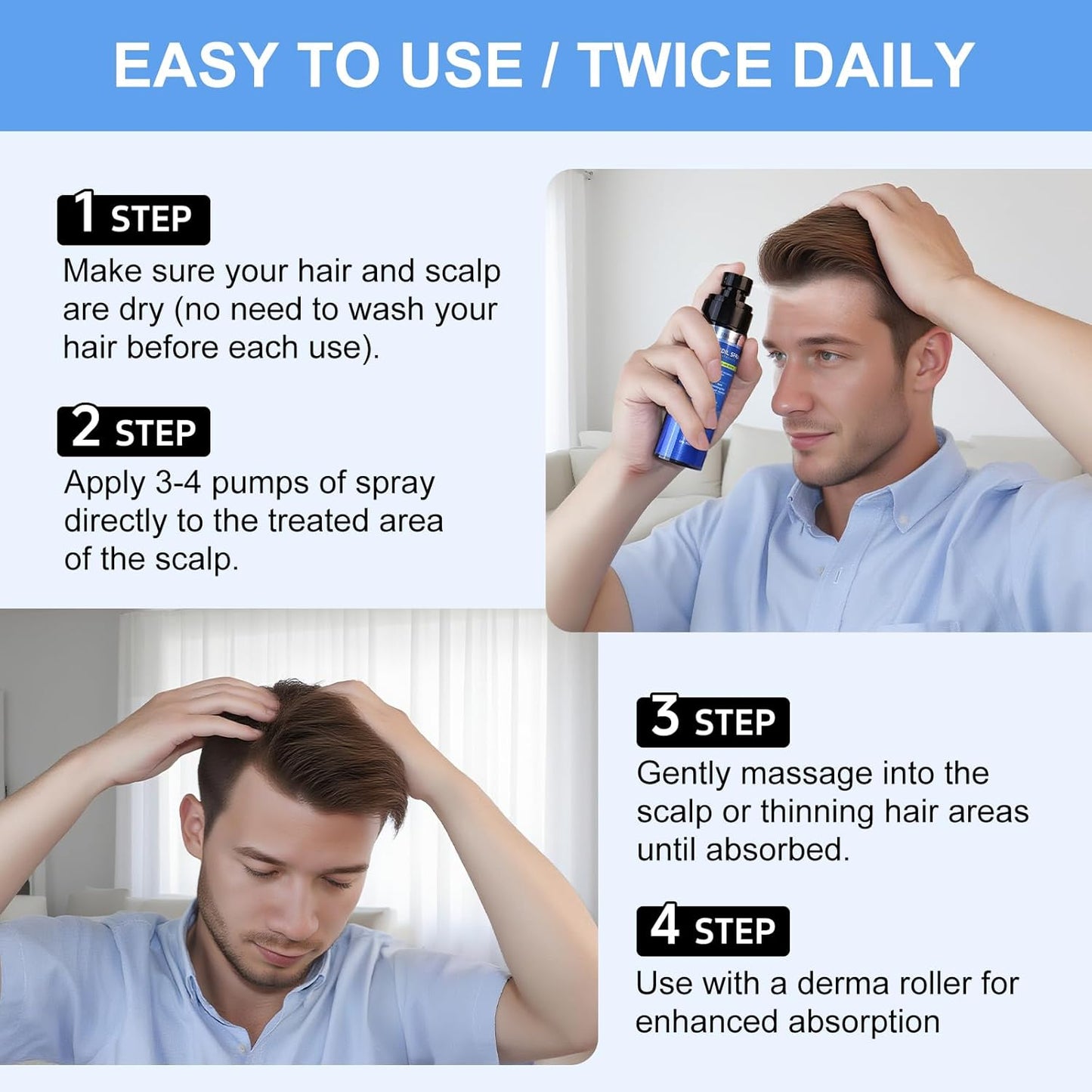Minoxidil Spray for Hair Growth | 5% Extra Strength Treatment with Biotin - 7 Pack for Men & Women (11 Month Supply)