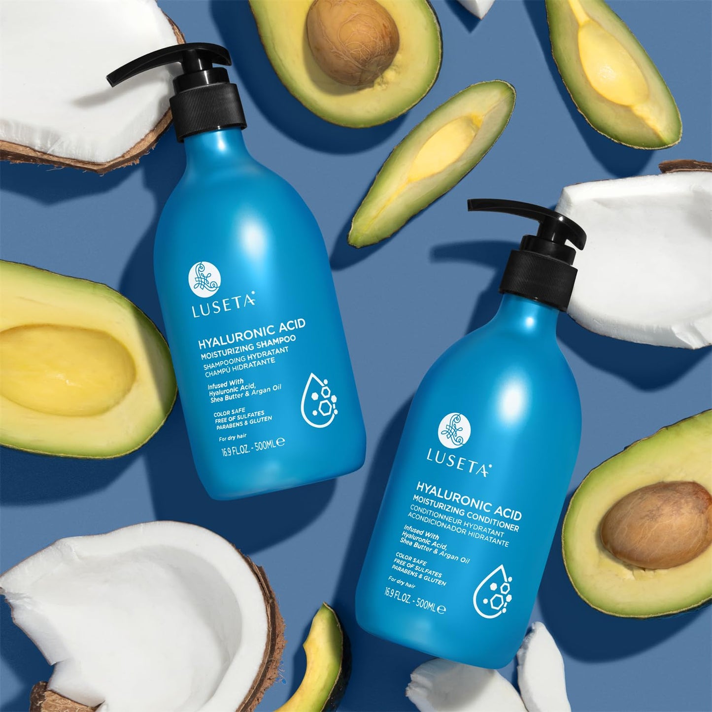 Luseta Deep Hydrating Hyaluronic Acid Shampoo & Conditioner Set - Sulfate-Free Moisturizing Hair Care with Shea Butter & Avocado Oil | 2 x 16.9oz